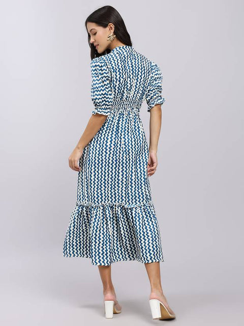 Women A-line White Midi/Calf Length Dress