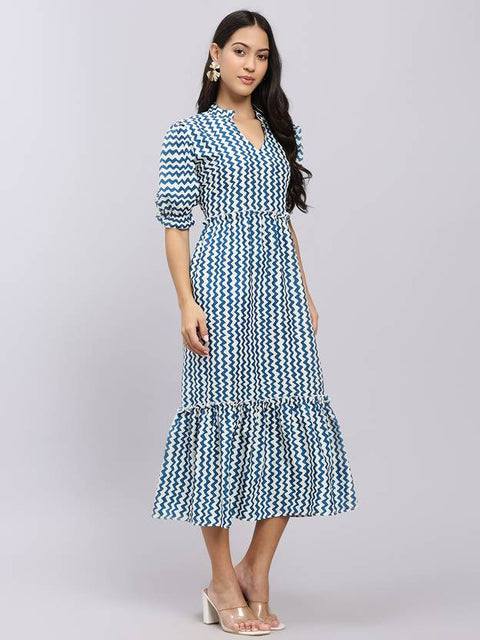 Women A-line White Midi/Calf Length Dress