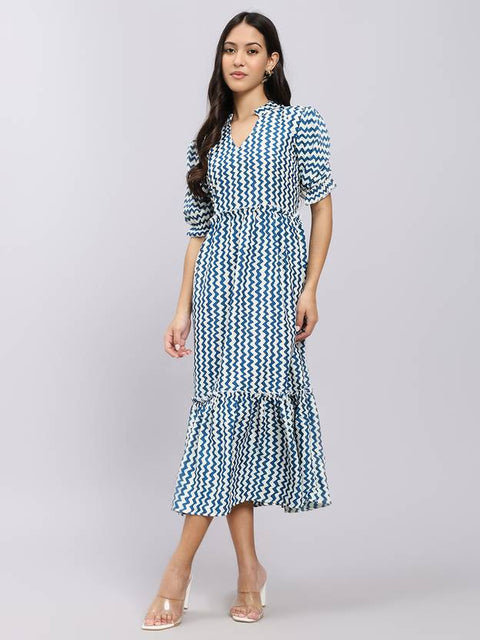 Women A-line White Midi/Calf Length Dress