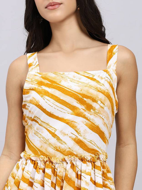 Women A-line Yellow Midi/Calf Length Dress