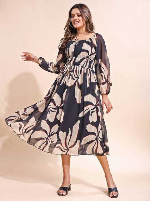 Fit and Flare Black Maxi/Full Length Dress