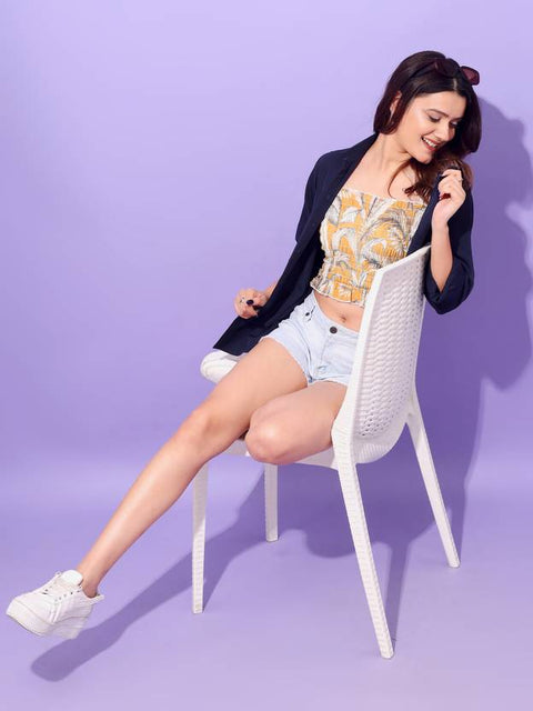 Casual Sleeveless Floral Print Women Yellow, White Top