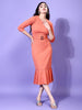 Women Bodycon Orange Midi/Calf Length Dress