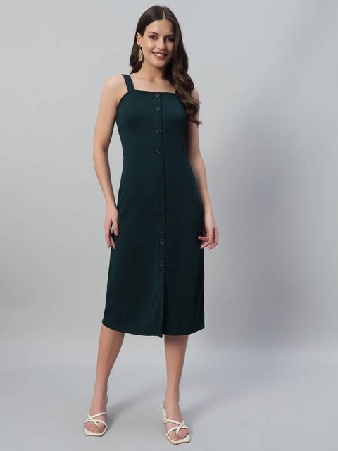 Women Bodycon Dark Green Below Knee Dress