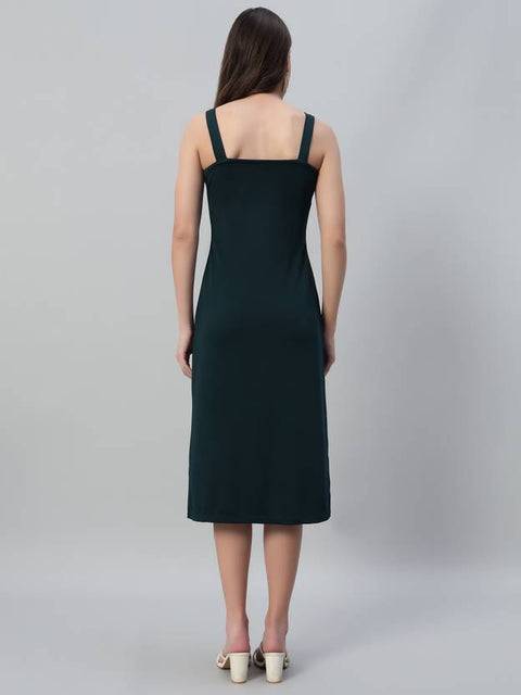 Women Bodycon Dark Green Below Knee Dress