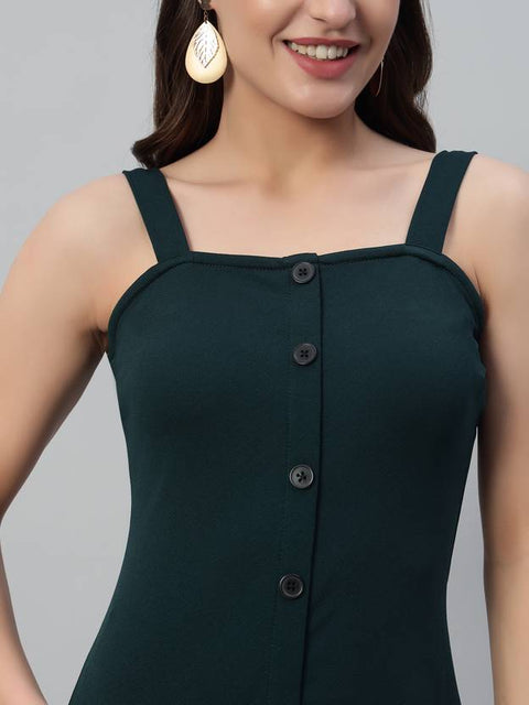 Women Bodycon Dark Green Below Knee Dress