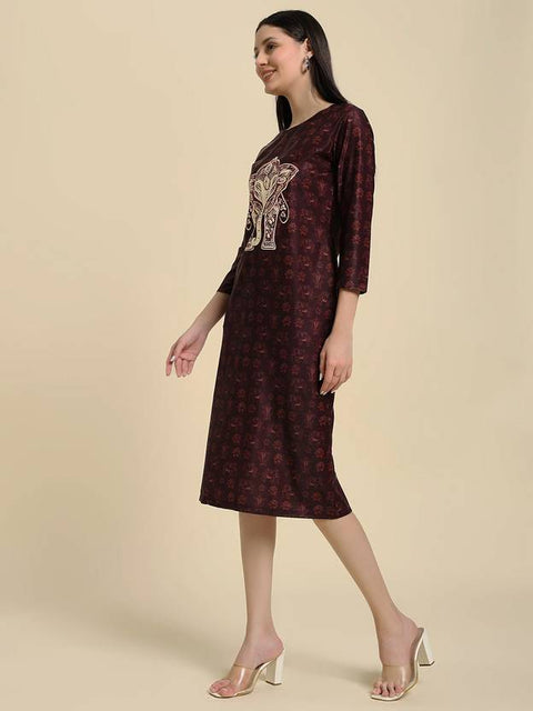 Women Bodycon Brown Midi/Calf Length Dress