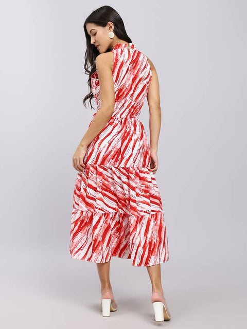 Women A-line Red Midi/Calf Length Dress