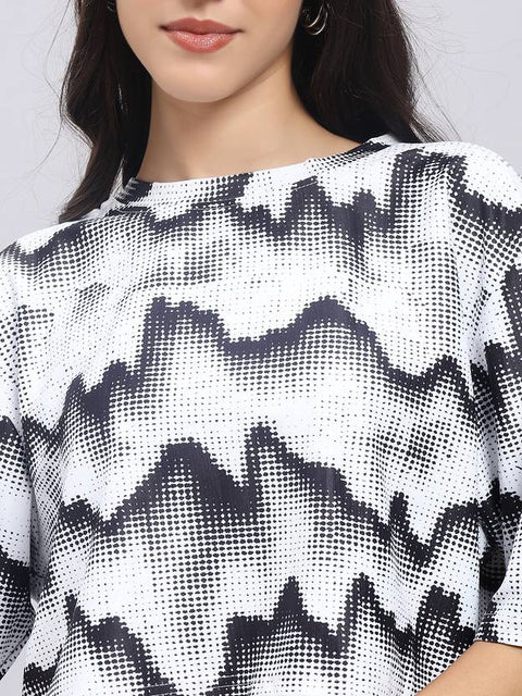 Formal Regular Sleeves Printed Women Black Top