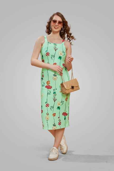 Women Bodycon Green Below Knee Dress