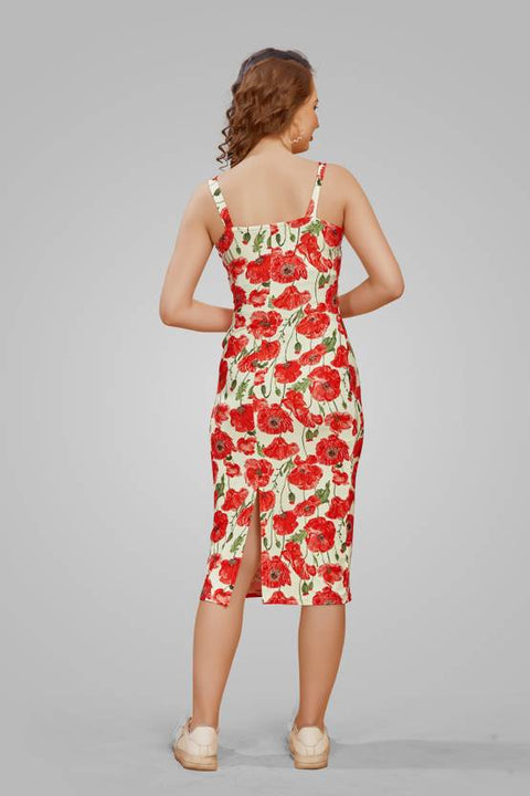 Women Bodycon White, Red, Green Midi/Calf Length Dress