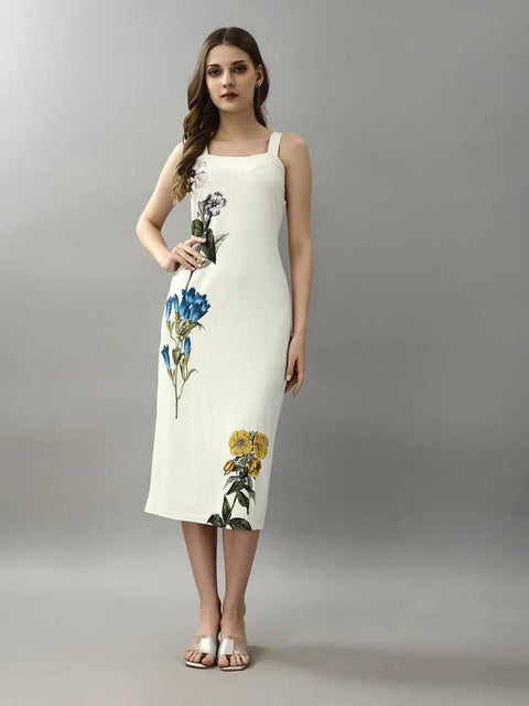 Women Bodycon White Midi/Calf Length Dress