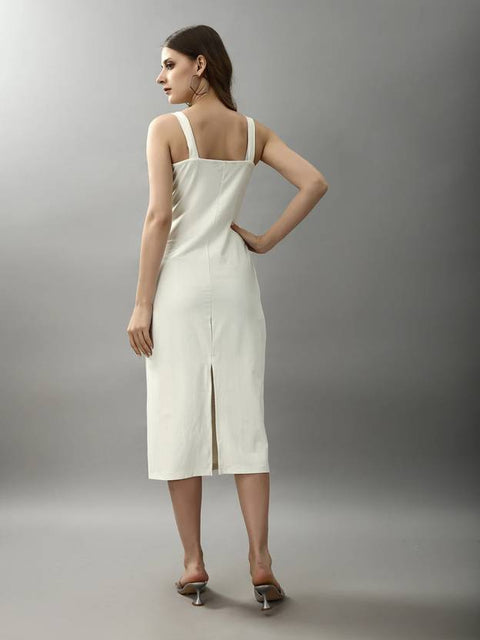 Women Bodycon White Midi/Calf Length Dress