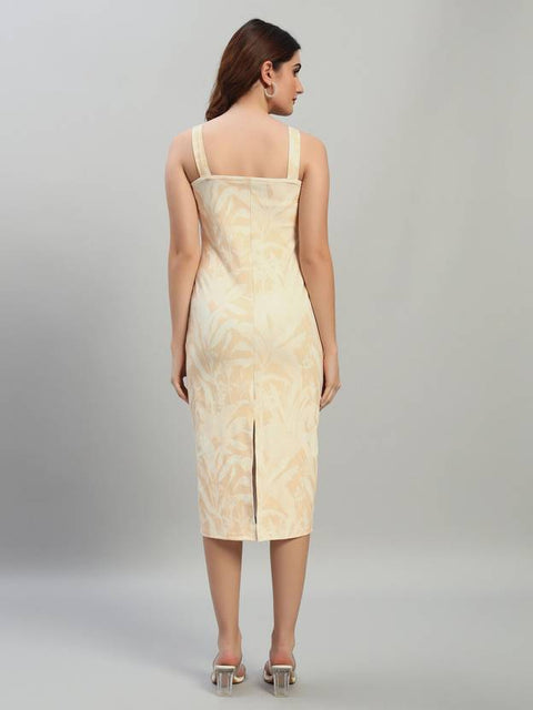 Women Bodycon Beige Midi/Calf Length Dress