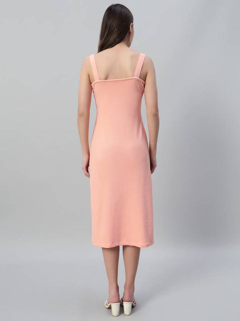 Women Bodycon Beige Below Knee Dress