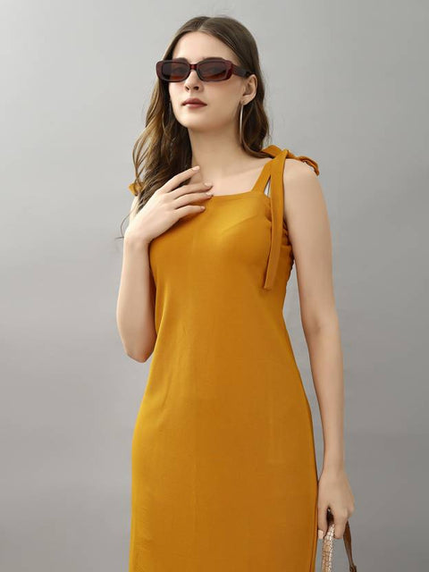 Women Bodycon Yellow Midi/Calf Length Dress