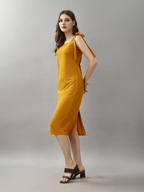 Women Bodycon Yellow Midi/Calf Length Dress